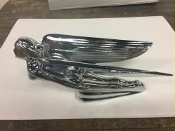 Flying Goddess Chrome Hood Ornament with Swept Back Wings