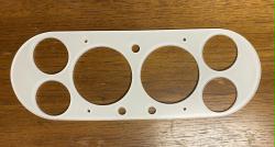 1953-58 Dodge Truck Dash Insert  two 3 3/8" hole and four each  2 1/16" holes Color White Fiber